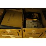 Three boxes of auction catalogues, art books, etc.