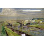 A gilt framed pastel landscape study of a canal sc