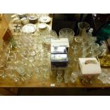 A quantity of various drinking glasses; bowls; vas