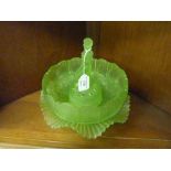 An Art Deco style green glass flower bowl