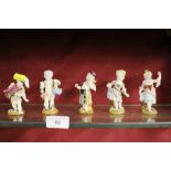 Five Meissen style porcelain figures