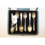 A cased set of six silver plated coffee spoons