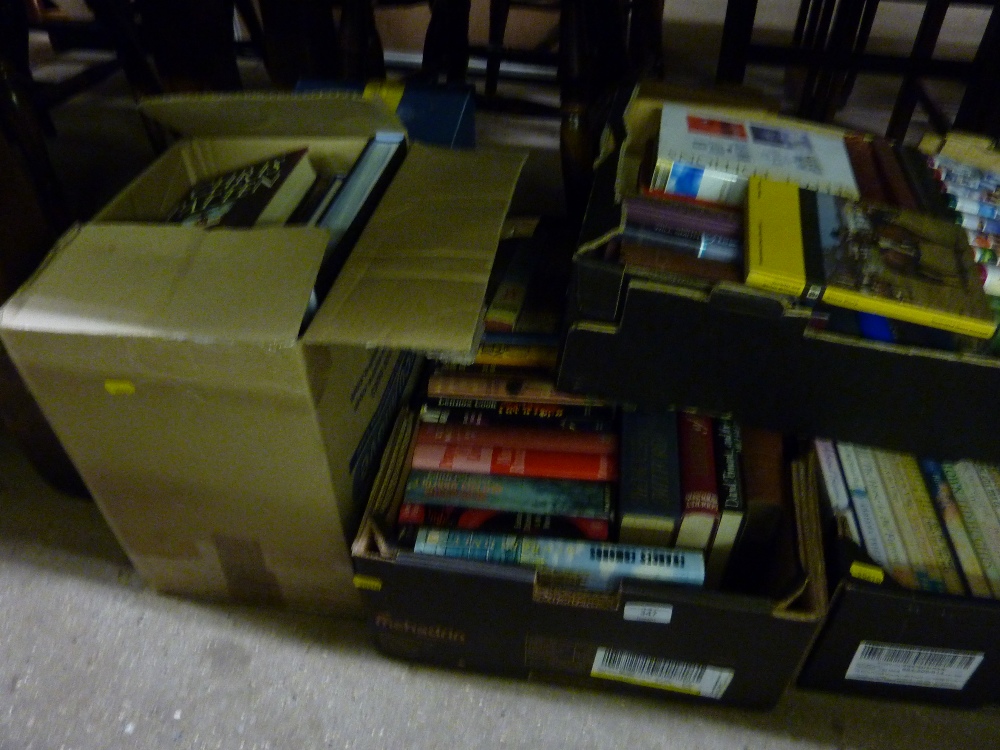 Five boxes of books