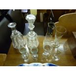 Two 19th Century glass penny licks; two decanters