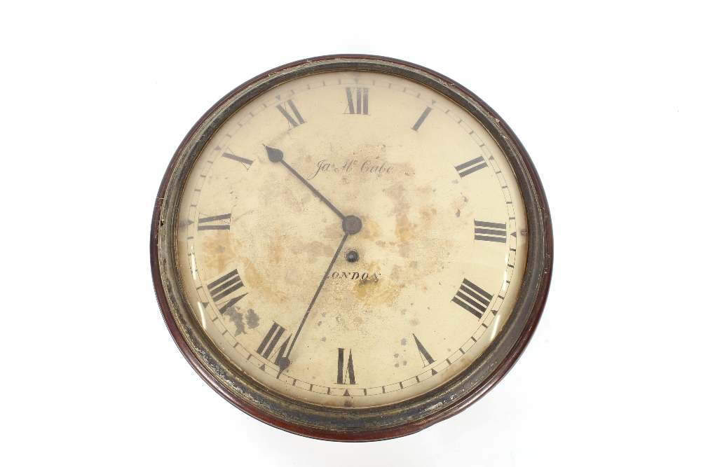 A 19th Century mahogany drop dial wall clock, by James McCabe, London, convex dial and single