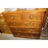 A large Victorian mahogany chest fitted two short