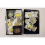 Two boxes of coins and medallions