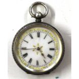 A lady's silver cased fob watch