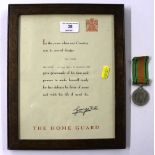 A WW2 Home Guard Service scroll and medal