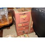 An antique painted pine set of drawers