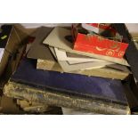 A box of Victorian scrap albums and loose scraps