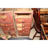 An antique painted pine set of drawers