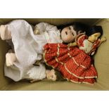 Two German bisque headed dolls and one other doll