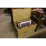A large stripped pine carpenter's tool chest