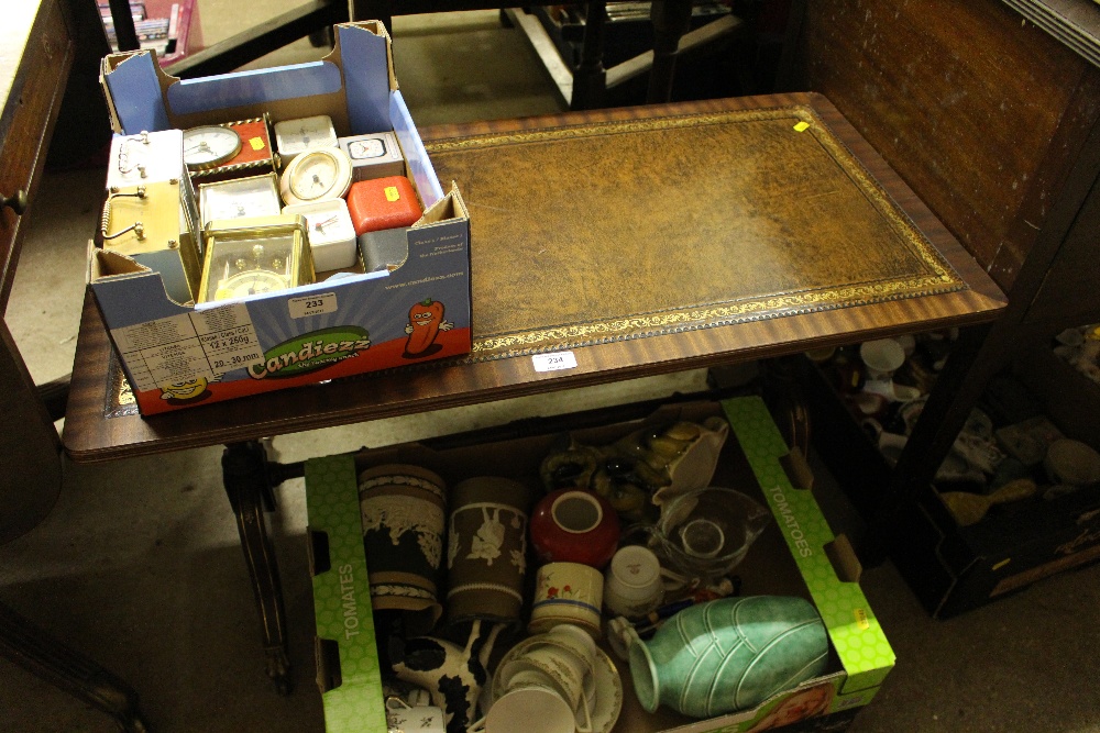 A reproduction mahogany oblong coffee table with b