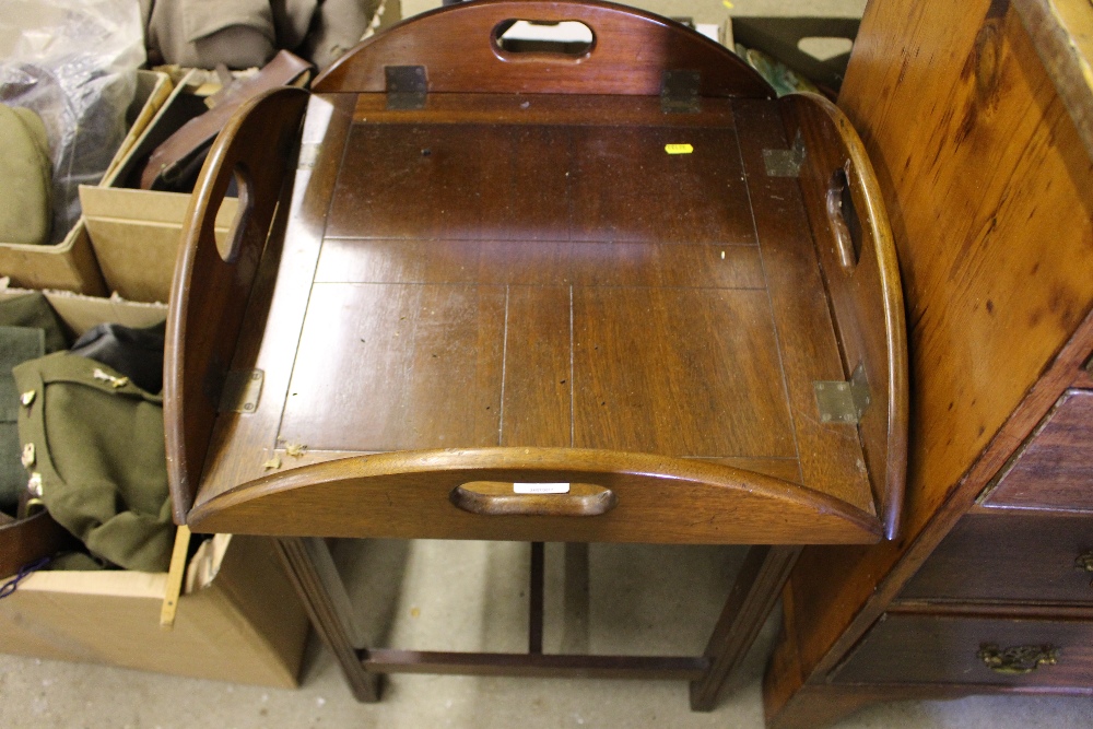 A mahogany Butler's tray on stand