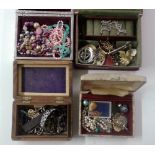 Six boxes of various costume jewellery