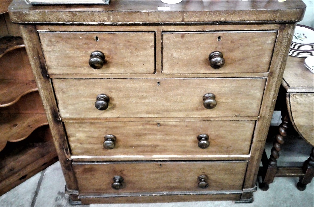 A Victorian mahogany chest fitted two short over t