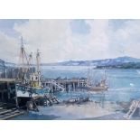 After John Sutton, a coloured print "Fishing Boats