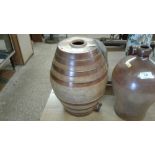 A two gallon stoneware barrel