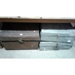 Three metal storage boxes - one with contents of l