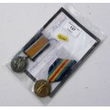 A WW1 pair of medals to Pvt. A Small, Queens Regime