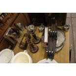 A quantity of various wooden and metalware to incl