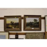 Two English school oil on board landscape studies,