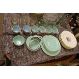 A quantity of Poole twin tone teaware; and seven V