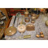 A quantity of various copperware to include a warm