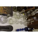 Eight various glass decanters