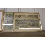 Two framed and glazed coloured maps, each depictin