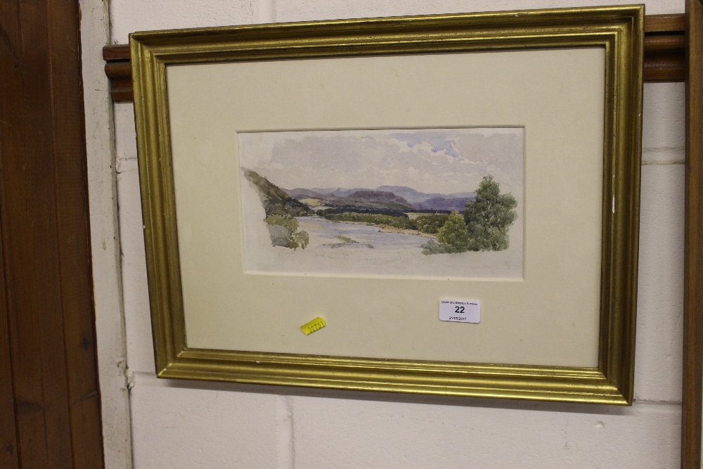 Robert Hill, watercolour study of a mountainous ri