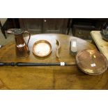 A quantity of copperware to include a warming pan,