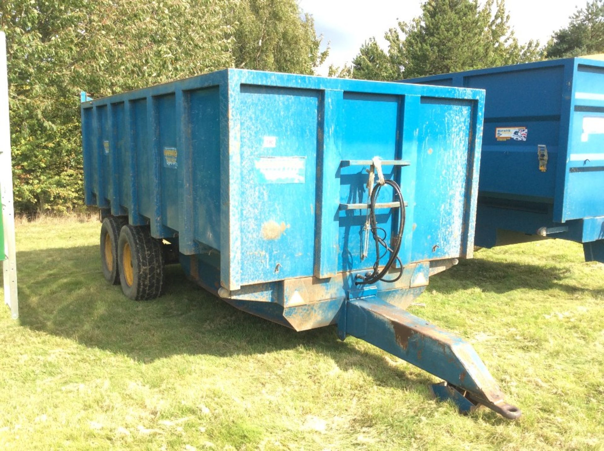 Warwick 10T twin axle tipping trailer. 1993. Sprung drawbar. On