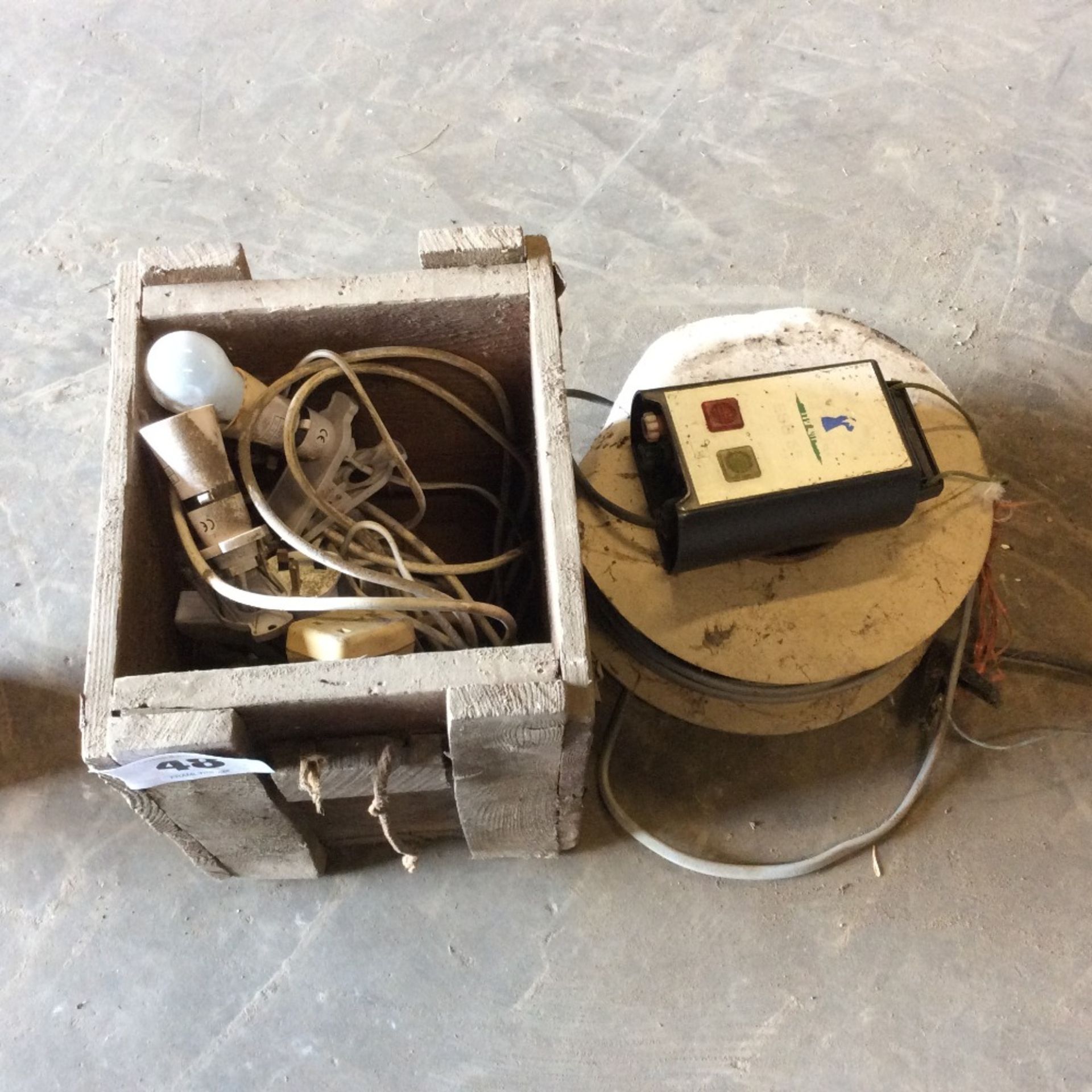 Various electrical cabling and electric fence unit.