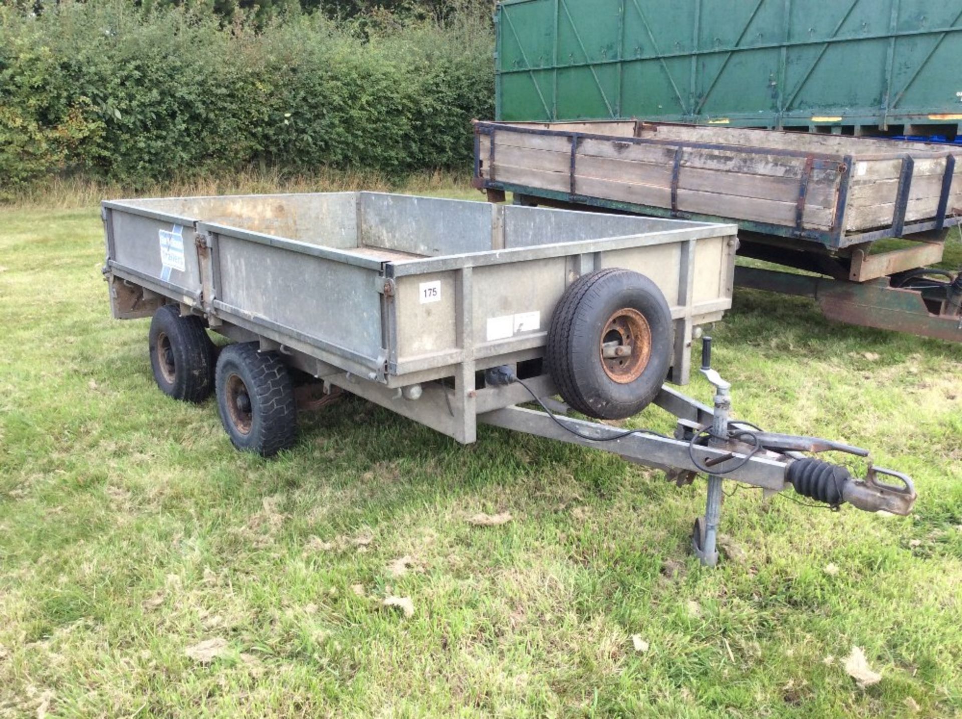 Ifor Williams 10’ x 5’ twin axle drop side trailer. Model LM105G. 2.5T gross. With ramps. On farm