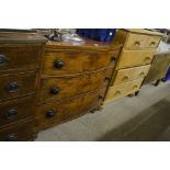 A Victorian mahogany bow fronted three drawer ches