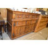 An oak two drawer sideboard