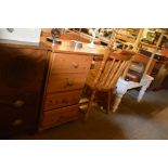 A pine four drawer dressing table; with a spindle