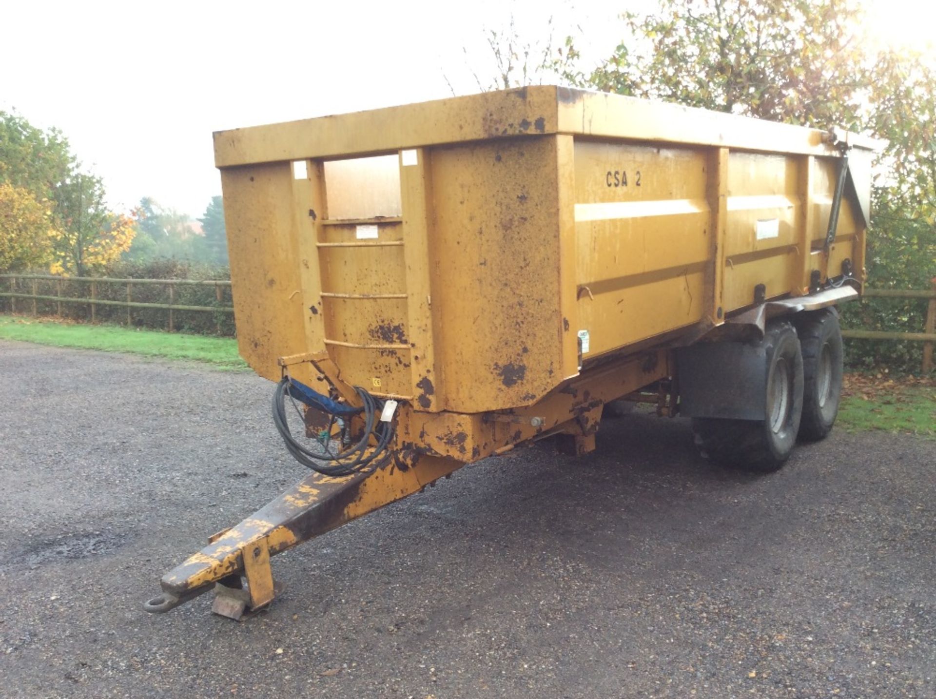 **CATALOGUE CHANGE** Richard Western 14T twin axle tipping trailer. 2004. With flotation wheels