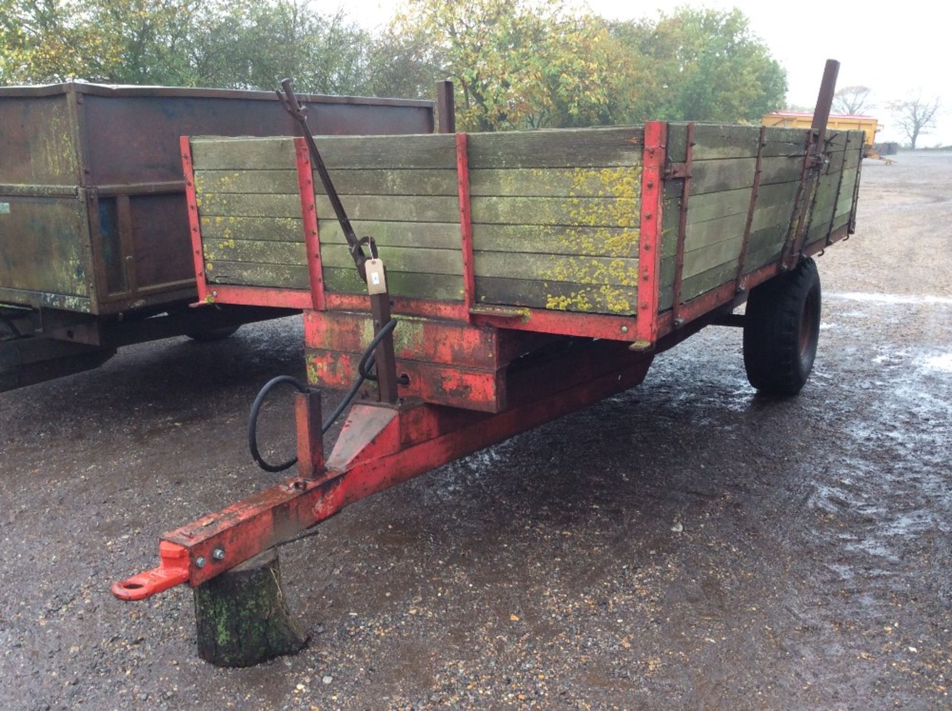Pettit 5T tipping trailer with wooden sides and new towing eye.