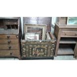 A Chinese wooden painted and decorated chest