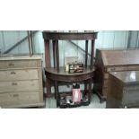 A pair of 19th Century mahogany D end side tables