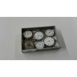 Six silver cased fob watches with five keys