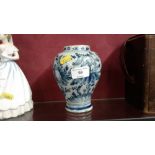 A Delft blue and white pottery vase