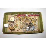 A tray of various costume jewellery