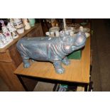 A novelty child's bench in the form of a hippo AF