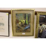 A small gilt framed abstract painting