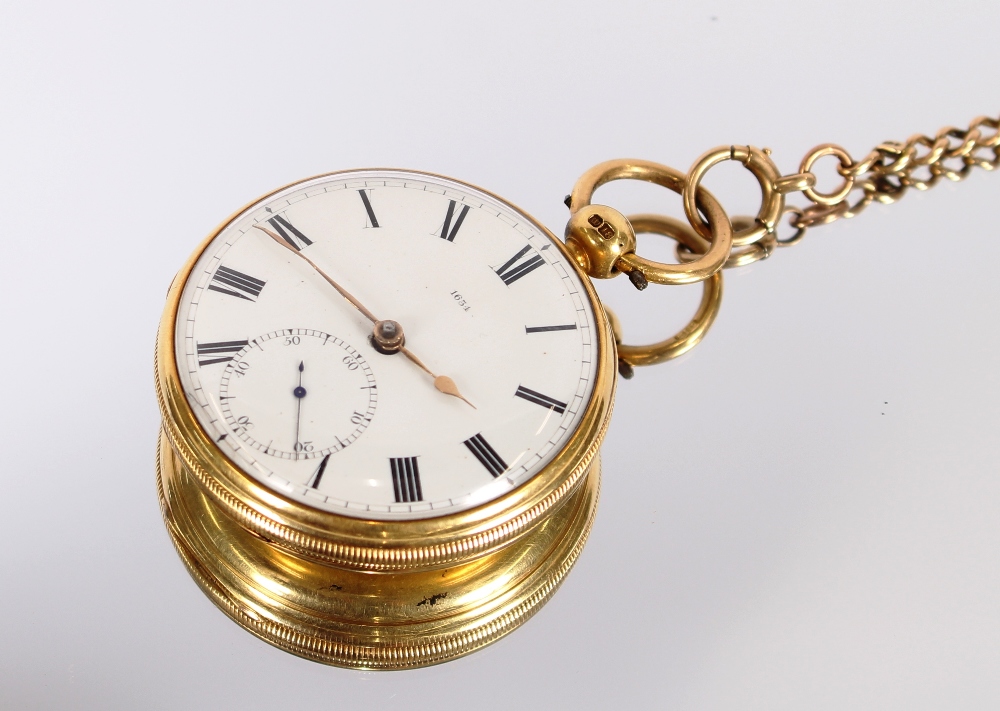 An 18 carat gold gent's pocket watch, numbered to the dial 1634, engraved to the movement Molyneux &